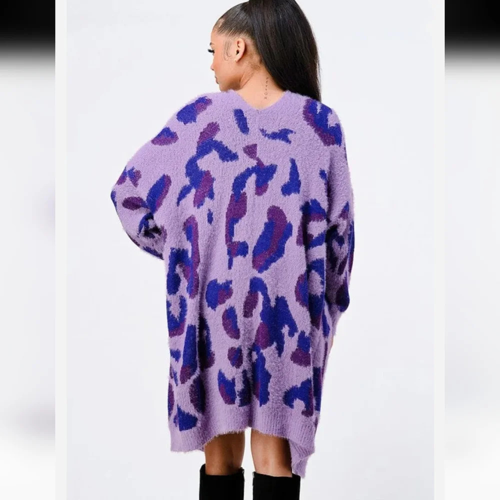 Privy leopard Angora Sweater Oversized Cardigan - Picture 4 of 10